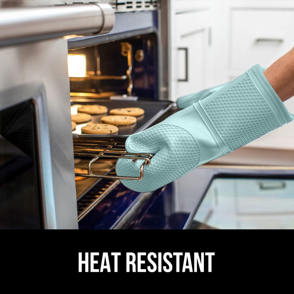 Gorilla Grip Heat and Slip Resistant Silicone Oven Mitts Set, Soft