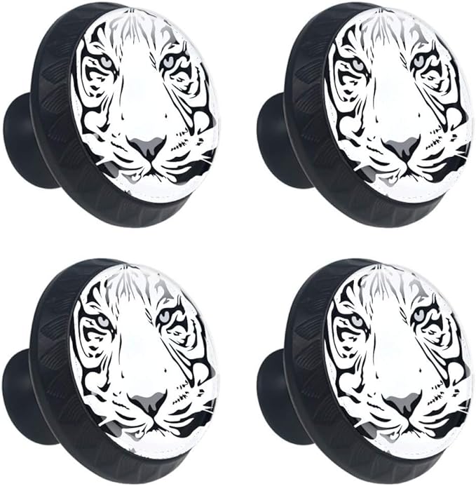 Tiger Animal Head Drawer Knobs Round Glass Pull Handle for Cupboard