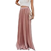 ebossy Women's High Waist Flowy Pleated Chiffon Maxi Skirt