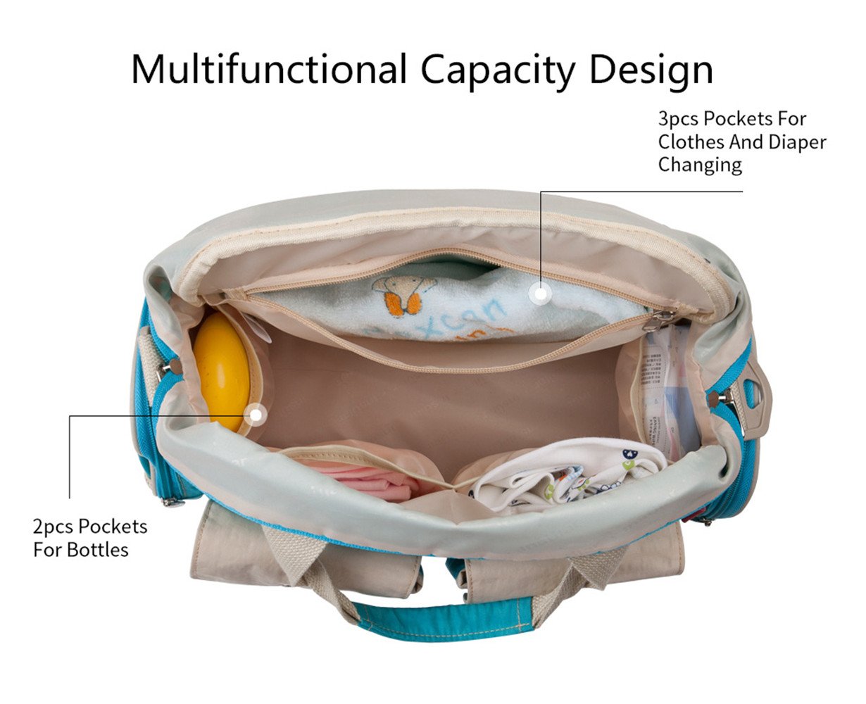 Diaper Bag Backpack with Insulated Pockets Multi-Function Waterproof Travel Nappy Changing Bags with Stroller Straps, Large Capacity, Stylish and Durable