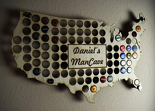 Rustic USA Beer Cap Map with personalization