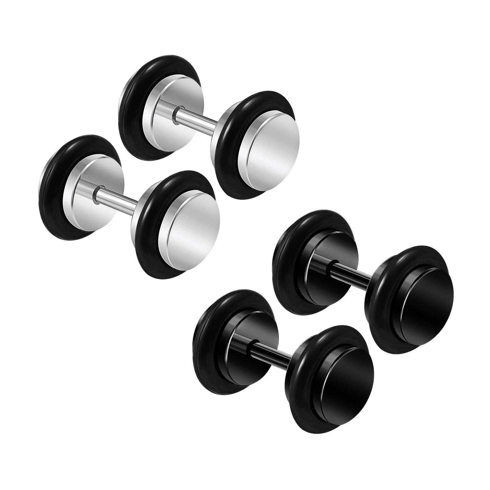 4PCS Steel Anodized Black 16g 1.2mm 2g 6mm Black O-Ring Cheater Plug Earring Illusion Gauge Ear Lobe Piercing Jewellery 4006