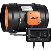 VEVOR Inline Duct Fan, 8-Inch 807 CFM with Temperature Humidity Controller, Quiet EC-Motor Ventilation Exhaust Fan for Cooling Booster, Grow Tents, Hydroponics