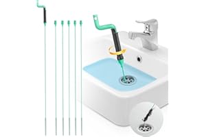 DRSNAKE Drain Clog Remover Tool – 30”Anti-break Steel Sink Snake Hair Drain Cleaner Tool, Plumbing Snake with Rotating Handle & 6 Refills, Drain Hair Remover for Shower, Toilet, Kitchen Sink, Bathtub. 6-Pack