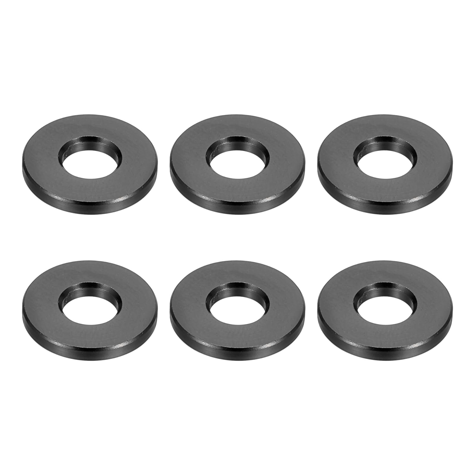 PATIKIL M6 Aluminum Spacers, 6 Pcs Metal Spacers Aluminum 6.2mm ID x 15mm OD x 2mm L Aluminum Spacer Screw Standoff Round for 1/4" or M6 Screw Bolts,Black