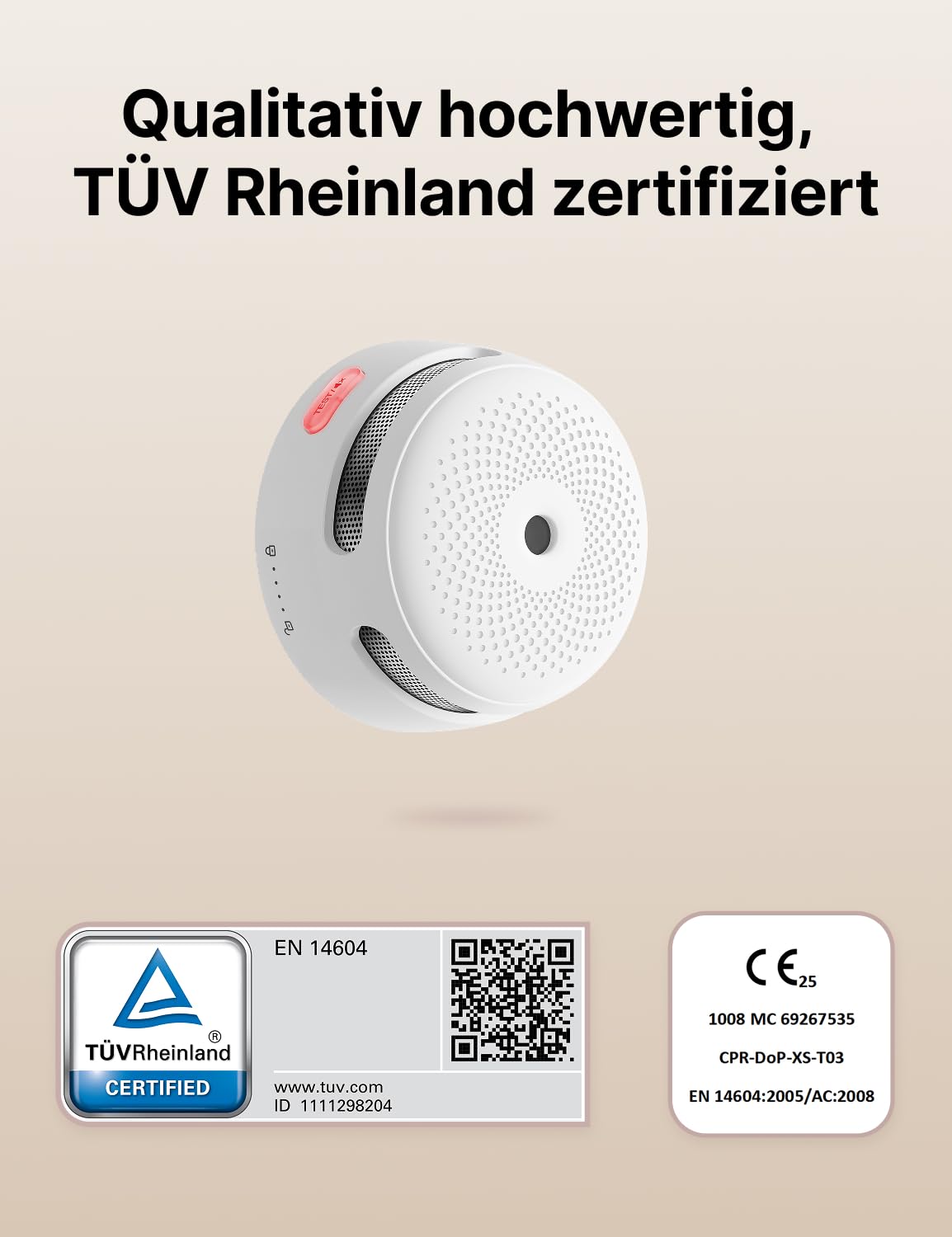 X-Sense Rauchmelder WLAN, entspricht der Norm EN14604, Rauchmelder Smart mit austauschbarer Batterie, Benachrichtigungen über die App, 3 Stück 2