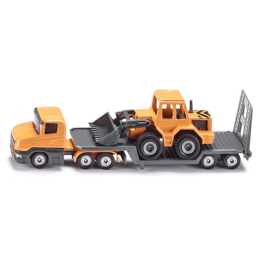 siku 1616, Low Loader with Front Loader, Metal/Plastic, Orange, Folding tailgate, Detachable — image 1