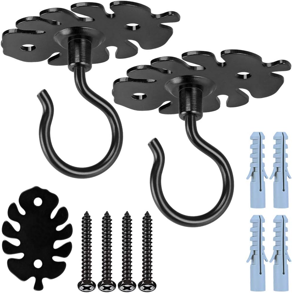 Outdoor Hanging Brackets - Dolibest Wall Mount Ceiling Hooks,Plant Hooks for Ceiling Metal Plant Bracket Iron Wall Mount Lanterns Hangers Hooks for Hanging Plants Lights, Outdoor Wire, Fairy Lights, Wind Chimes, Black(2PCS)