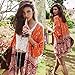 Lookatool Women Boho National Printed Chiffon Shawl Kimono Cardigan Tops Blouse