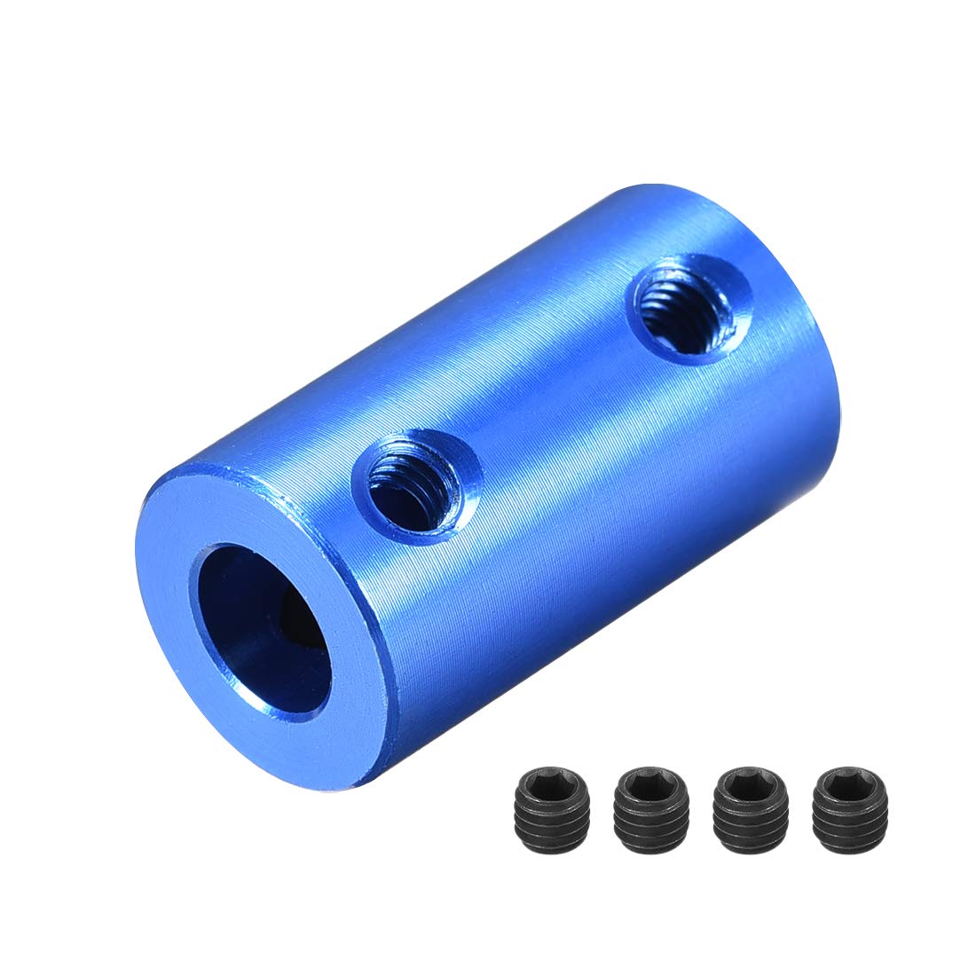 sourcing map 4mm to 7mm Bore Rigid Coupling Set Screw L25XD14 Aluminum Alloy,Shaft Coupler Connector,Motor Accessories,Dark Blue,4pcs