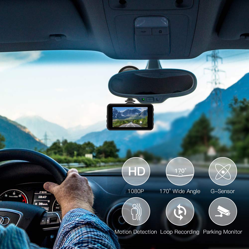Veroyi Dash Cam Car DVR Full HD 1080P Dash Camera for Cars with Night Vision 170 Degree Wide Angle G-sensor Motion Detection Parking Monitor Driving Recorder