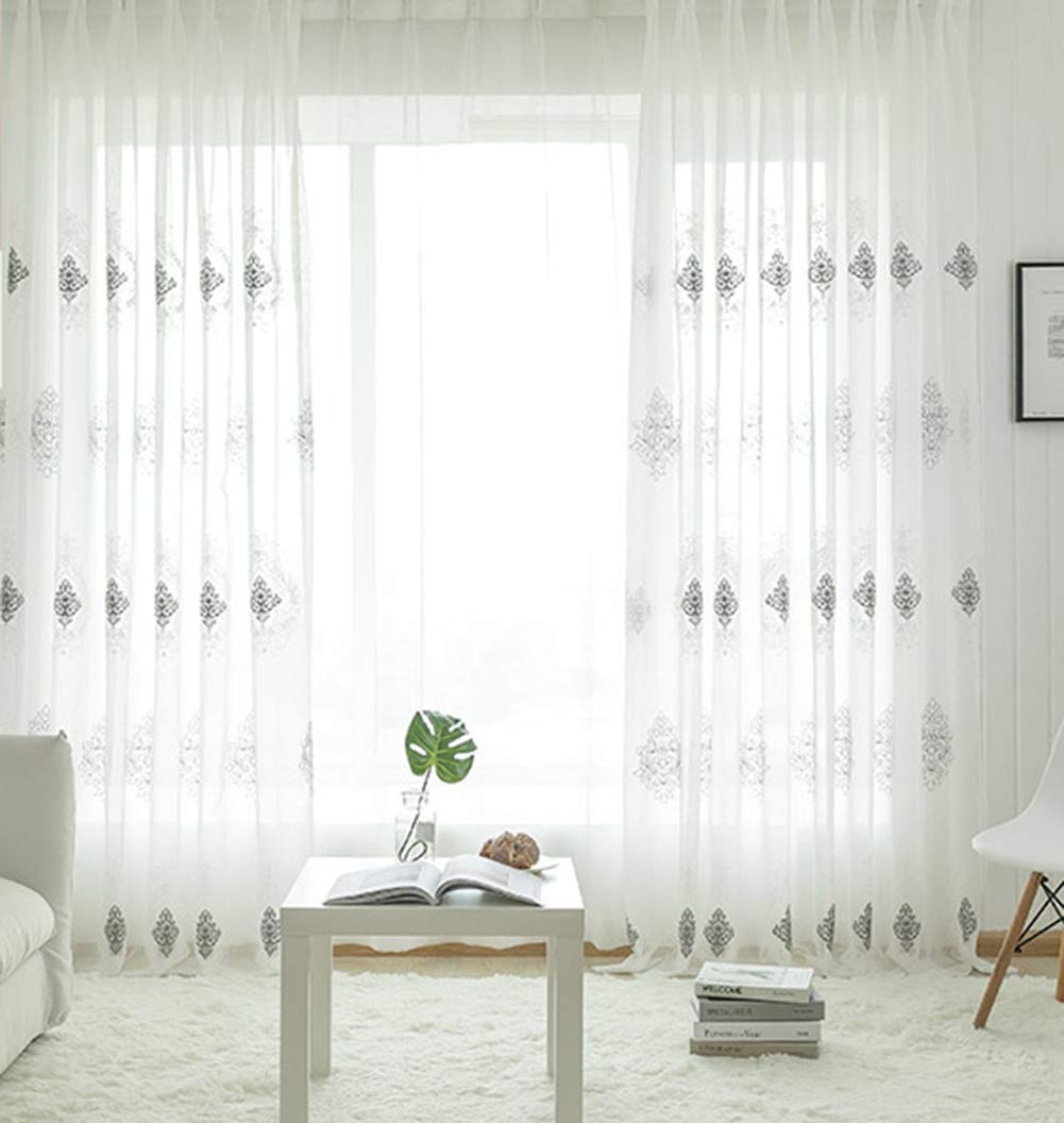 Cortina Europea,Cortina Bordada/Transparente/Blanca,Transpirable/Ligero