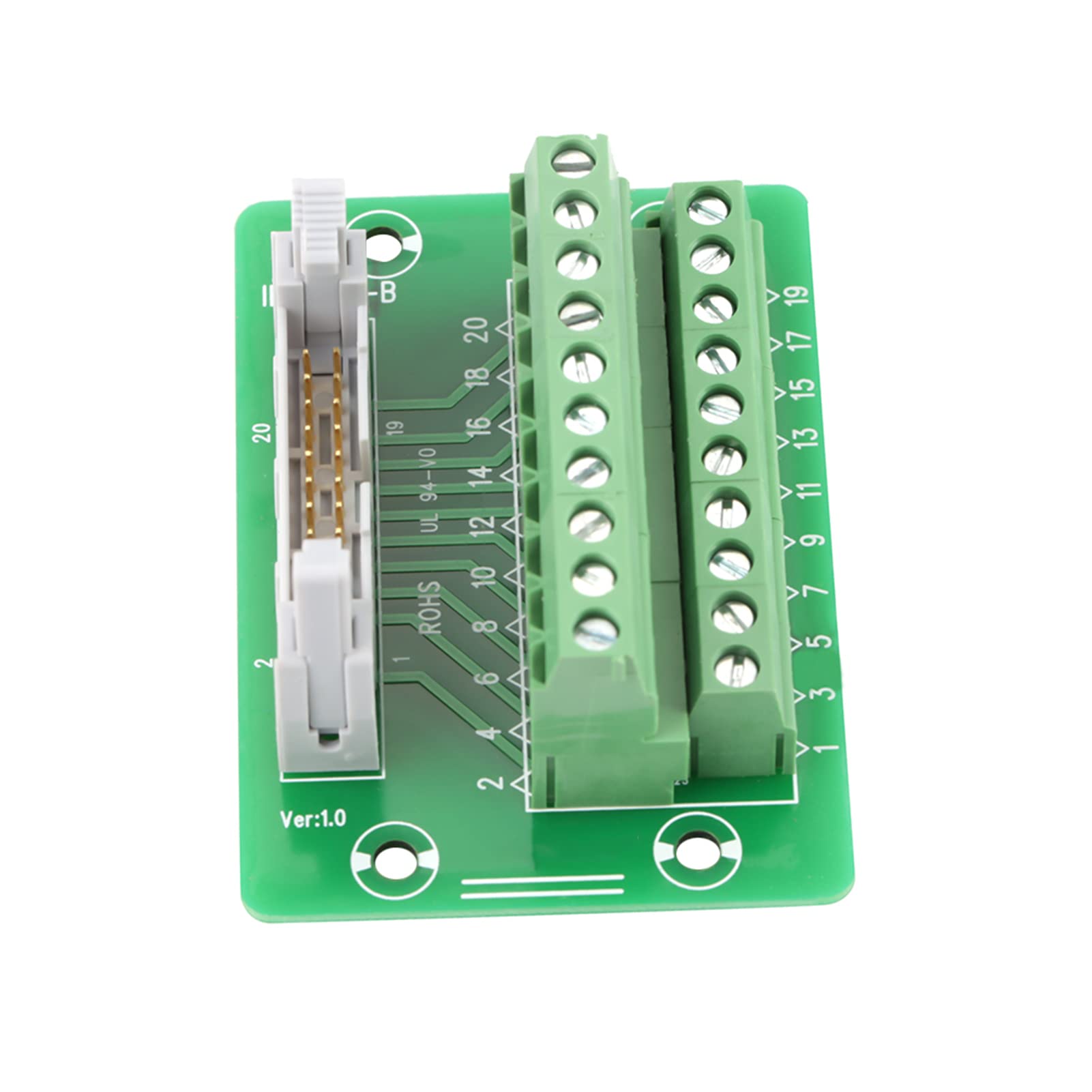 Garosa 20Pin Male Header Terminal Block Connector Board PLC Interface with Bracket for PLC DIN Rail Mount