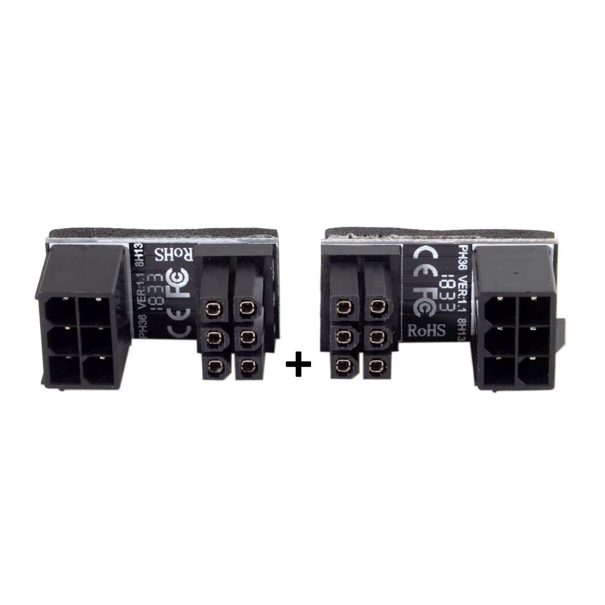 Cablecc ATX 6Pin Female to 6pin Male 180 Degree Angled Power Adapter for Desktops Graphics Card