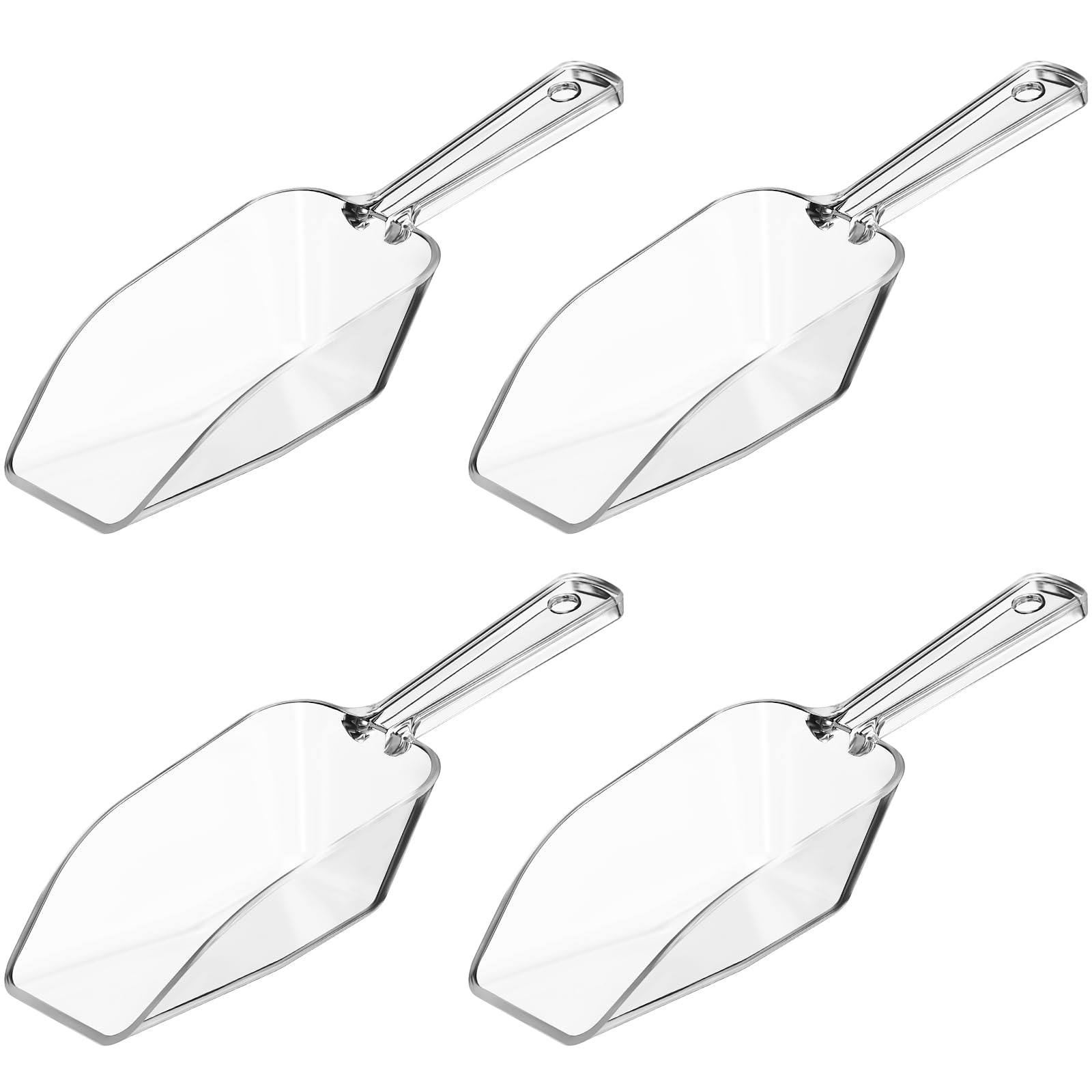 Photo 1 of Hestya 4 Pcs Christmas Multi Purpose Clear Plastic Scoops for Candy Buffet Acrylic Kitchen Ice Food Popcorn Scoops for Protein Powders, Ice Cream, Coffee, Tea Jar (6.69 Inch)