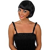 fun shack Bob Wig, Flapper Wig, 1920s Flapper Wig, Short Black Bob Wig With Bangs