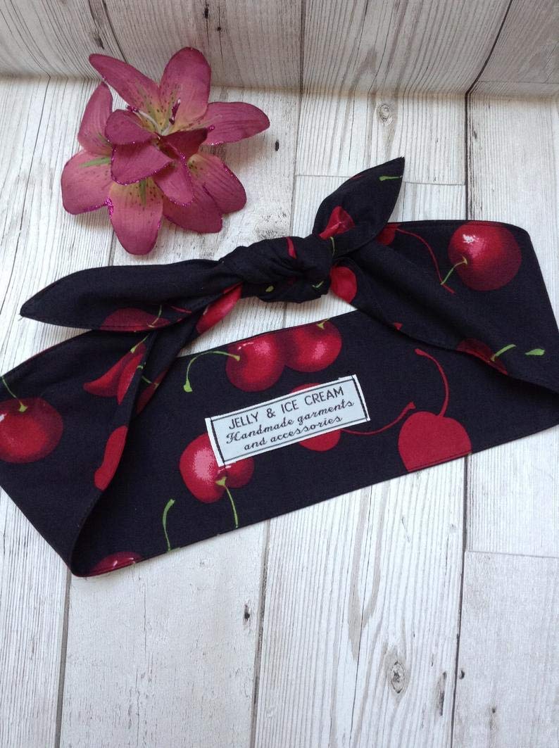 Wide classic black cherry vintage style hair wrap Amazon.co.uk Handmade