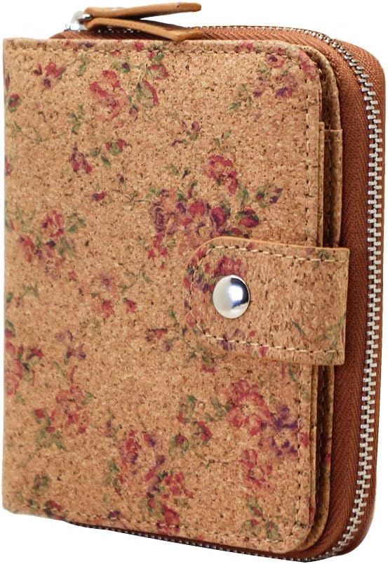 Boshiho Women’s Cork Wallet Small Vegan Cork Purses for Women with Zipper Card Holder Coin Pocket Vegan Gift for Ladies