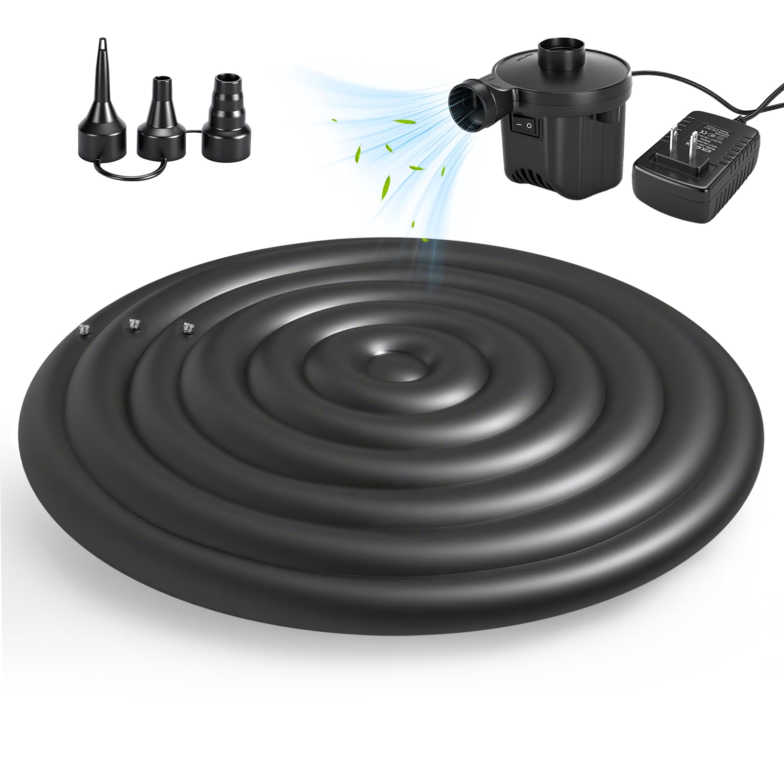 Photo 1 of Upgraded 4-6FT Inflatable Hot Tub Cover Round, with Air Pump, no Handle, Three Sizes of Inflatable Separate Chambers, Energy Saving and Rain Protection Overflow Cover for Outdoor Hot Tubs