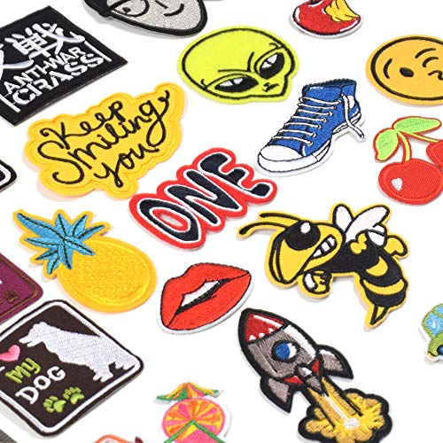 J.CARP Assorted Styles Cool Embroidered Iron Patch on Cute Sewing Applique Applique for Jacket Hat Backpack Jeans Sewing Flowers Applique DIY Accessory (22PCS)