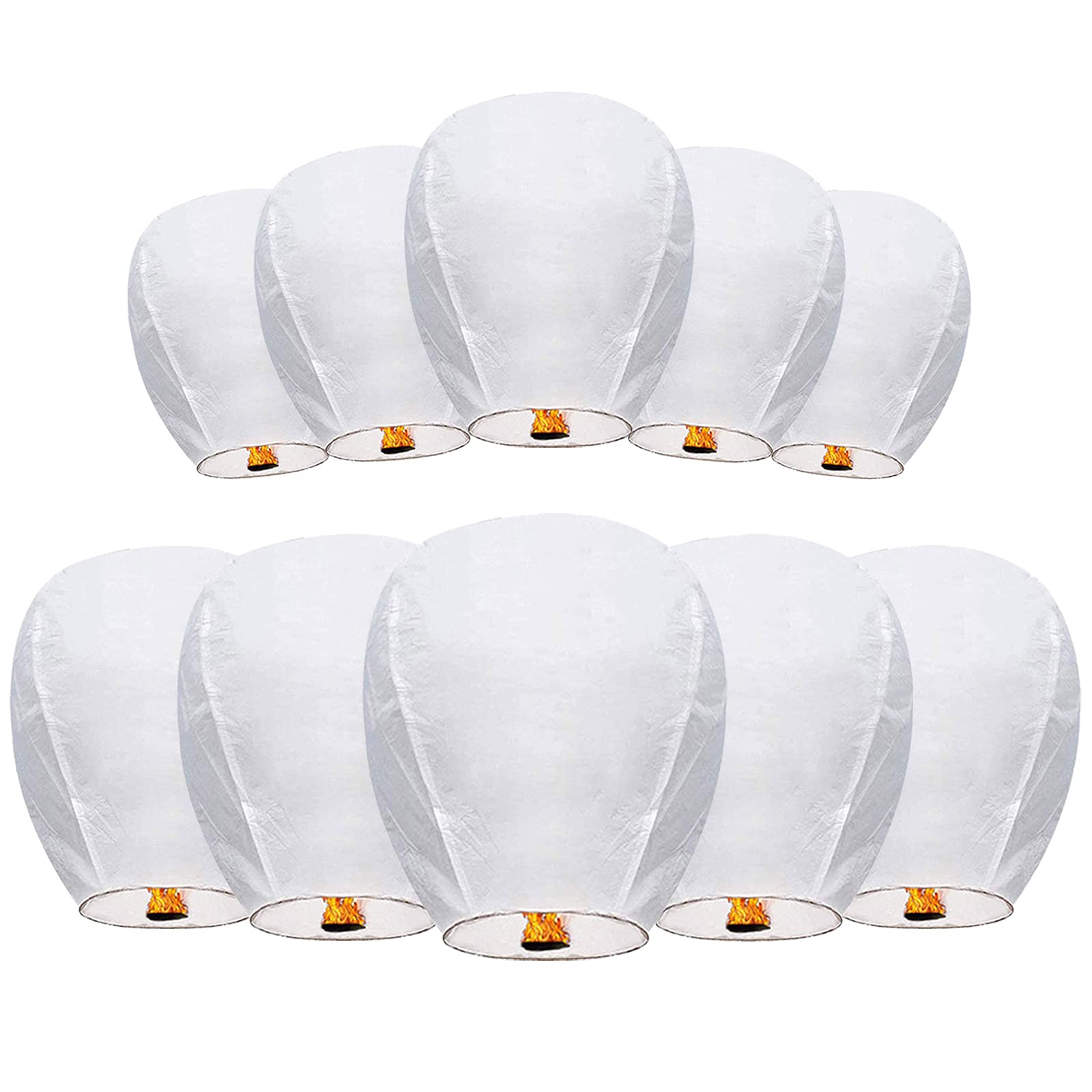 Chinese Sky Lanterns Environmental Friendly 100% Biodegradable Material No Assembly Required, for Wishing Wedding Birthday Party (10 Pack)