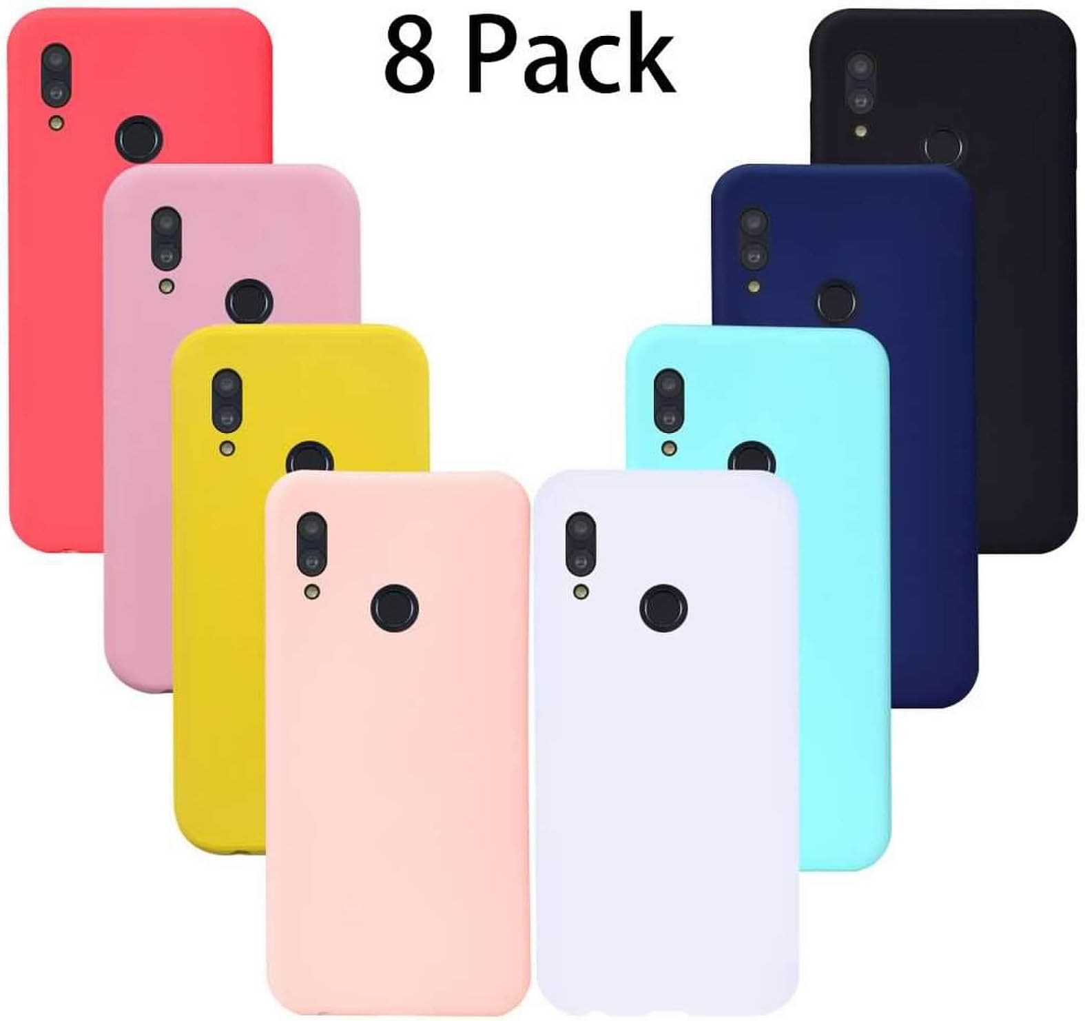 [8 Pack] Huawei P Smart 2019 Case, Anti-Drop Soft Silicone Gel Rubber Bumper Phone Case Shell Shockproof Case Cover for…