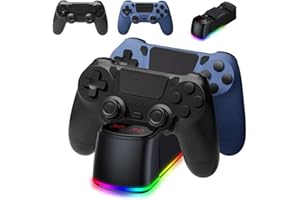 AROEVEIB 2 Pack Controller with Charger Dock for PS4 Wireless Game Controller, with LED Charging Dock Station, 2 USB Cable