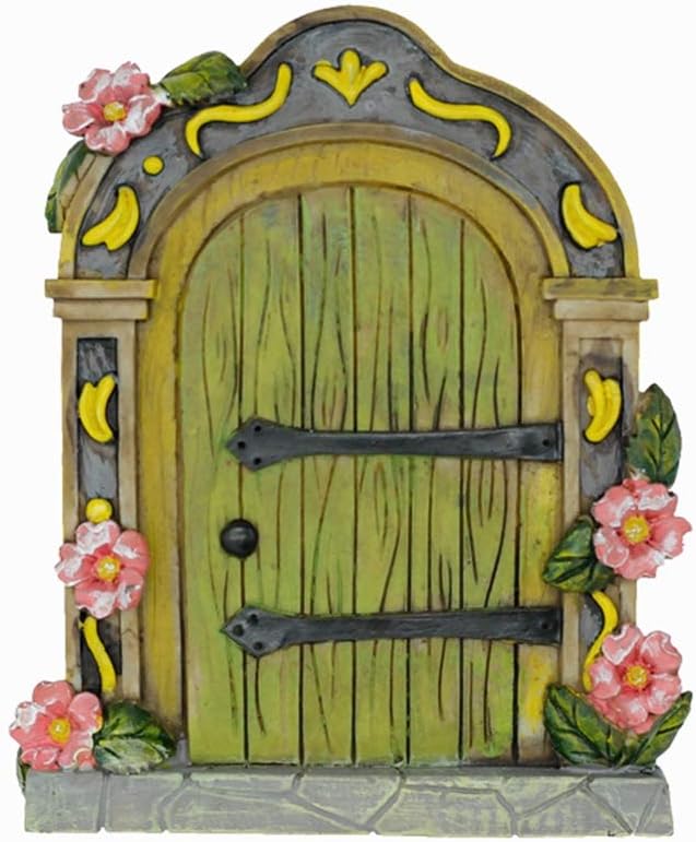 MUAMAX Fairy Garden Door Accessories Fairy Doors Wall Indoor/Outdoor Mystical Door for Tree Trunk (Green)