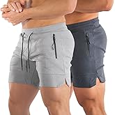 PIDOGYM Men's 5" Gym Workout Shorts,Fitted Jogging Short Pants for Bodybuilding Running Training with Zipper Pockets