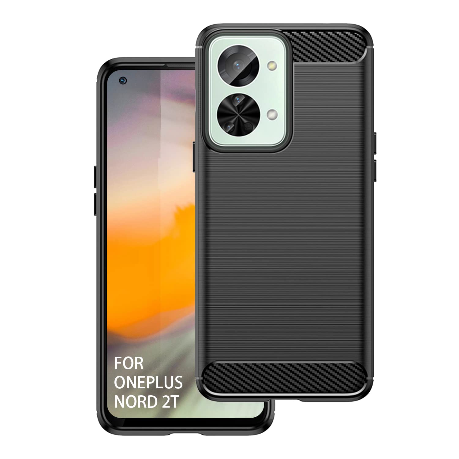 SCL Case for OnePlus Nord 2T Case OnePlus Nord 2T Phone Case [Black], Carbon Fibre Effect Gel Grip Protection Cover [Anti Scratch][Anti Collision] Case Compatible with OnePlus Nord 2T — image 1