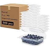 Karat 8 oz Clear Plastic Clamshell Containers with Hinged Lids, 200ct | Clear PET, Hinged Lid, For Berries and Fruits, Microgreens, Meal Prep and Takeout, 4.89" x 5.7" x 1.32"