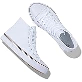 Iarus High Top Sneakers for Women White Canvas Comfortable Shoes for Women Walking Casual Sneakers Tennis Shoes