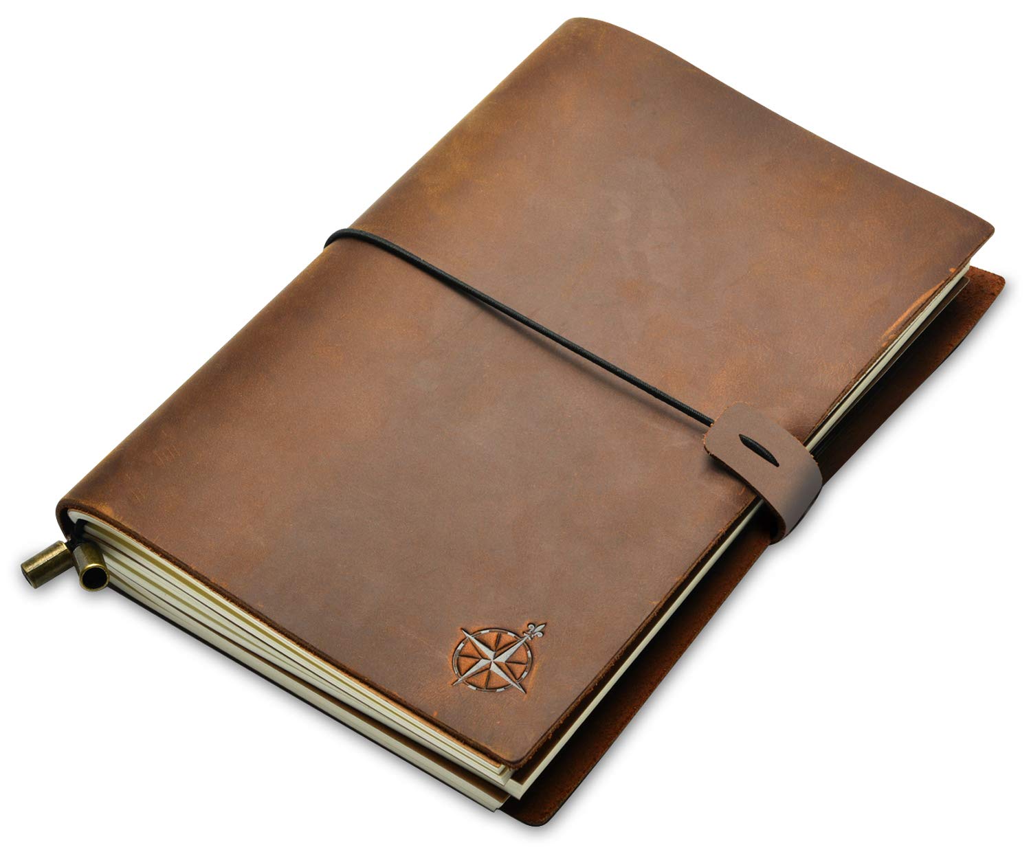 WANDERINGS A5 Travelers Notebook Refillable Leather Travel Journal, 15x22cm / 6x8.5"- Hand-Crafted Genuine Leather - Perfect for Travelers, Writers, Diary - Blank Inserts