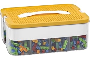 POSHIGE Stackable Toys Organizer Storage Case, Stackable Storage Container with 16 Big Compartments, Storage Box Compatible with Lego Storage Organizer, Calico Critter, Hot Wheels, Mini Toy Action Figures