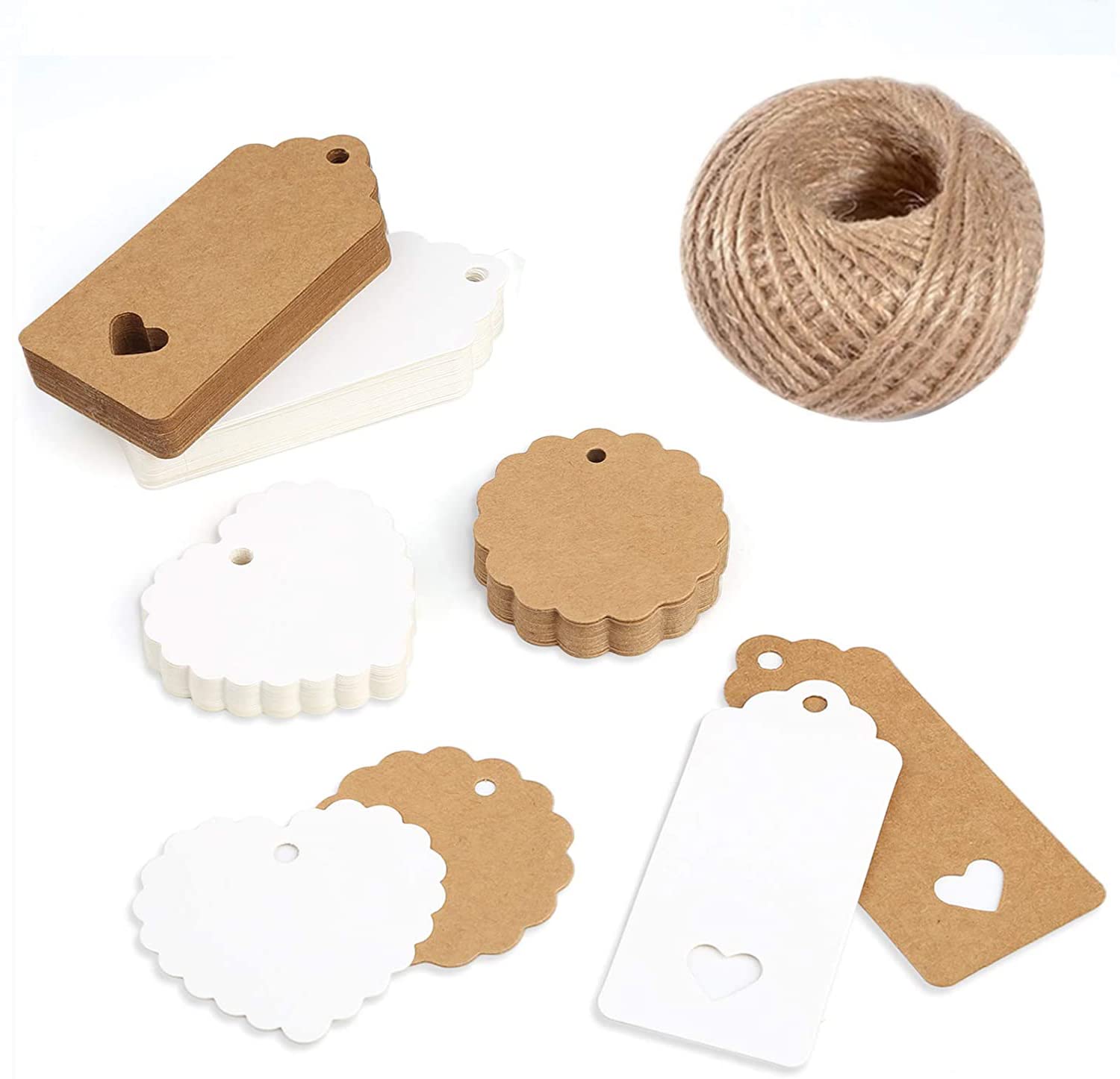 (200 PCS) Kraft Paper Gift Tags,Decor for Crafts and Christmas, Wedding Favour Cards,Gift Tag,DIY Tag, Luggage Labels,Price Label,Store Hang Tag