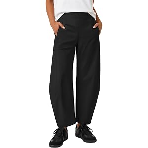 ZESICA Women's Barrel Travel Pants with Pockets | 2026 Trendy Baggy Hiking Golf Pant, Tapered Leg Cropped Ankle Trousers, Mid