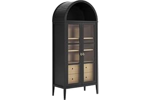 Modway EEI-6639-BLK-OAK Nolan Tall Arched Storage Display Cabinet, Black Oak