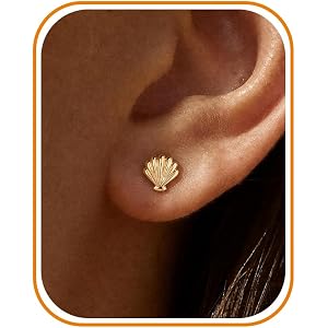 BSGRL Flat Back Earrings Cute Ocean Animal Design Flatback Stud Earrings | Tiny Ocean-inspired Earrings Designed for Cartilag