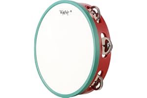 VANPHY Tambourines for Beginners Hand Held Tambourine Drum 8 inch Metal Jingles Percussion Musical Instruments for Accompaniments and Christmas Decorations(Red Green)