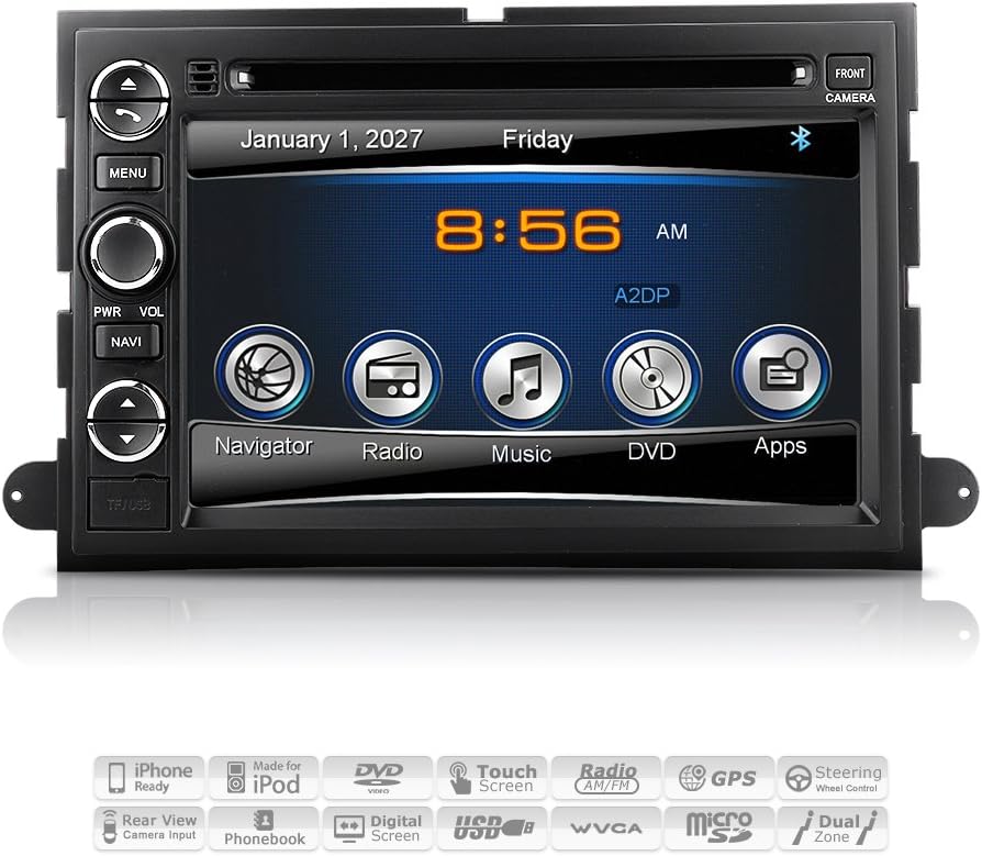 AIMTOM Ford F-150 F-250 F-350 E-150 Expedition Explorer Mustang Sport Trac Lincoln Mercury in-Dash GPS Navigation FM AM Radio Bluetooth DVD Stereo 7 Inch Touchscreen USB SD AV Receiver iGo Primo Maps