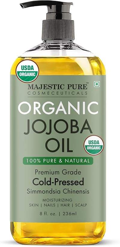 Majestic Pure Jojoba Oil 100% Organic Cold Pressed 236 ml Skin Hair Nails