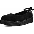T.U.K. Shoes Black Pointed Ballet Ankle Strap Creeper Sneaker Flats for Women
