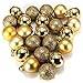SODIAL(R) Ornament Ball 24Pcs Chic Christmas Baubles Tree Plain Glitter Xmas Ornament Ball Decoration Gold