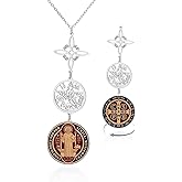 VASSAGO Witches Knot Triple Protection Necklace Stainless Steel Tetragrammaton Pentagram Celtic Knot Pendant St Benedict Medal Witchcraft Pagan Amulet Jewerly for Women Men