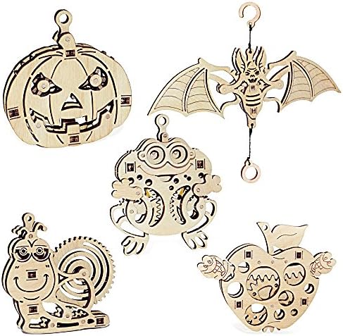 Wood Trick Pumpkin Bat Snail Apple Frog 3D WOODEN PUZZLES / MECHANICAL MODEL - For Kids, Teens, Decoration and Best Gift ( 5 Sets )
