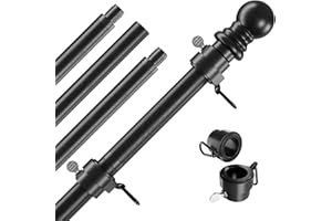 FFILY 5 FT Flag Poles for 3x5 Flags Outdoor, Flag Pole for Outside House with Tangle Free Flag Pole Rings, Heavy Duty American Flagpoles Residential kit for House, Porch
