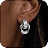 SLOONG Chunky Gold Earrings for Women, 14K Gold/SIlver Plated Geometric Knot Dangle Drop Earrings Hypoallergenic Gold Jewelry for Women