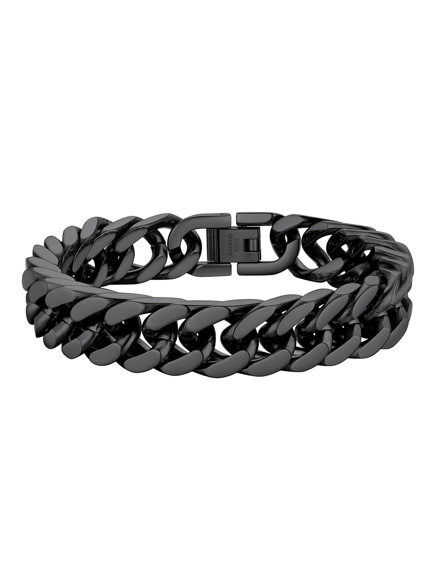 PROSTEEL Chain Bracelet for Men Black Stainless Steel Cuban Link Large Bracelets Chunky Heavy Jewellery for Boys Teen 12mm 23cm