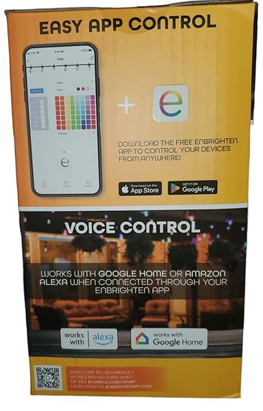 ECO SCAPES CAFE LIGHTS CLASSIC COLOR CHANGING STRING LIGHTS, 24FT BLACK CORD, 12 BULBS SHATTERPROOF ACRYLIC BULBS, WEATHERPROOF, WI-FI DIMMABLE RGB LED, OUTDOOR STRING LIGHTS 62 COLORS, 74748