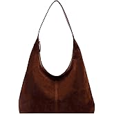 Slouchy Suede Shoulder Bag for Women Suede Purse Tote Bags Hobo Handbag Underarm Bag for Work Travel Winter Fall